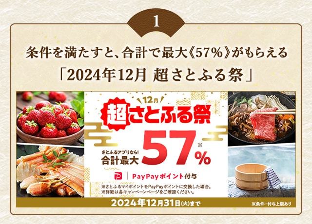 ＼ただいま開催中／合計で最大《57％》もらえる「2024年12月 超さとふる祭」