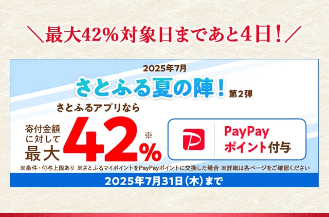 \最大42%対象日まであと4日！/2025年7月さとふる夏の陣！第2弾
