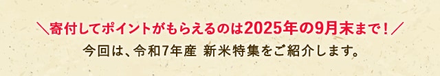 ★寄付してポイントがもらえるのは2025年の9月末まで！★今回は、令和7年産 新米特集をご紹介します。