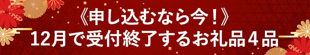 《申し込むなら今！》１２月で受付終了するお礼品４品