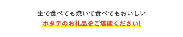 生で食べても焼いて食べてもおいしいホタテのお礼品をご堪能ください！