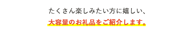 たくさん楽しみたい方に嬉しい、大容量のお礼品をご紹介します。