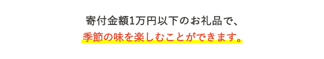 寄付金額1万円以下のお礼品で、季節の味を楽しむことができます。