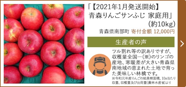 「【2021年1月発送開始】青森りんごサンふじ 家庭用」(約10kg)/青森県南部町 寄付金額 12,000円