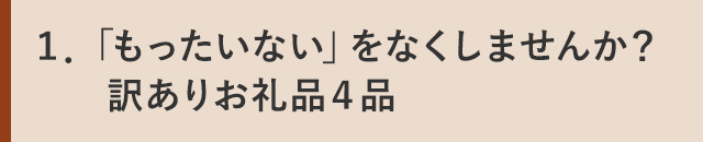 １．「もったいない」をなくしませんか？訳ありお礼品４品