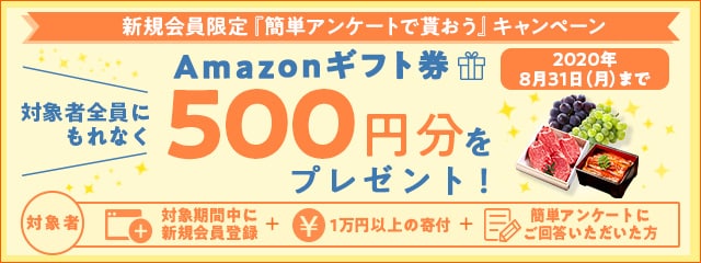 2020年8月度 新規会員限定『簡単アンケートで貰おう』キャンペーン