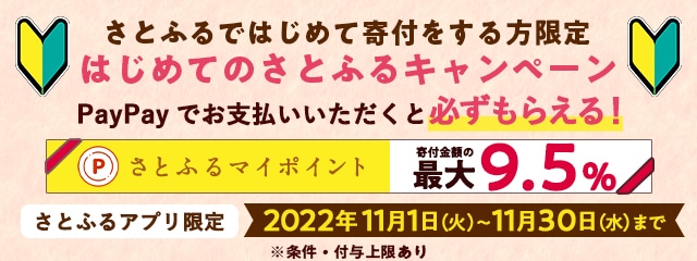 2022年11月 【さとふるアプリ限定】はじめてのさとふるキャンペーン