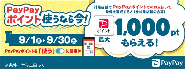 2023年9月 PayPayポイント使っておトクキャンペーン
