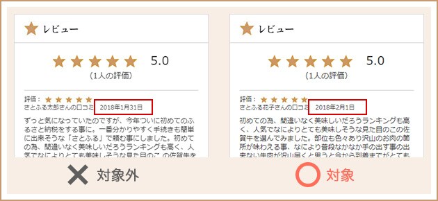 例)レビュー投稿(お礼品レビュー)に1件入っている