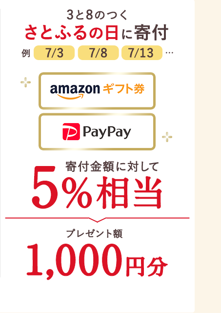 さとふるの日に寄付:寄付金額に対して5%相当