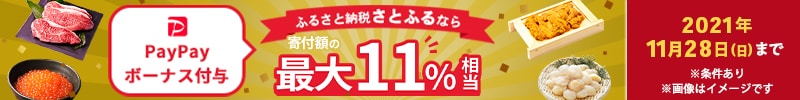 ふるさと納税さとふるなら 寄付額の最大11%相当PayPayボーナス付与
