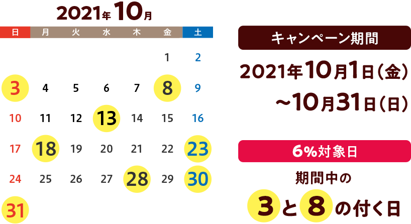 キャンペーン対象日カレンダー