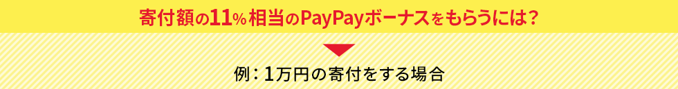 寄付額の11%相当のPayPayボーナスをもらうには？ 例:1万円の寄付をする場合