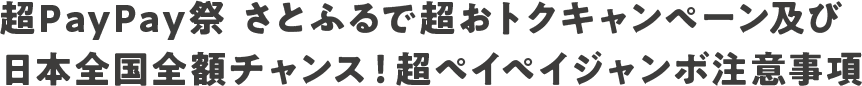 超PayPay祭 さとふるで超おトクキャンペーン及び日本全国全額チャンス！超ペイペイジャンボ注意事項