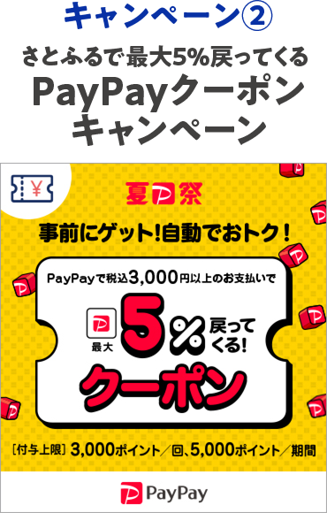 キャンペーン②さとふるで最大5%戻ってくるPayPayクーポンキャンペーン