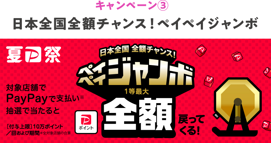 キャンペーン③日本全国全額チャンス！ペイペイジャンボ