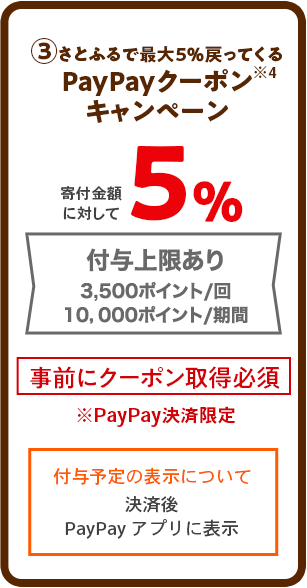 ③さとふるで最大5％戻ってくるPayPayクーポンキャンペーン