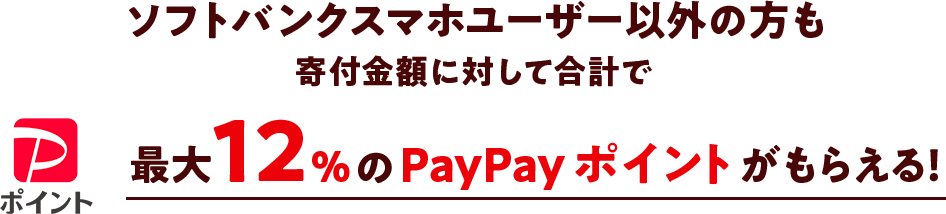 ソフトバンクスマホユーザー以外の方も寄付金額に対して合計で最大12%のPayPayポイントがもらえる