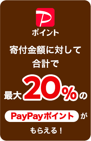 寄付金額に対して合計で最大20%のPayPayポイントもらえる！