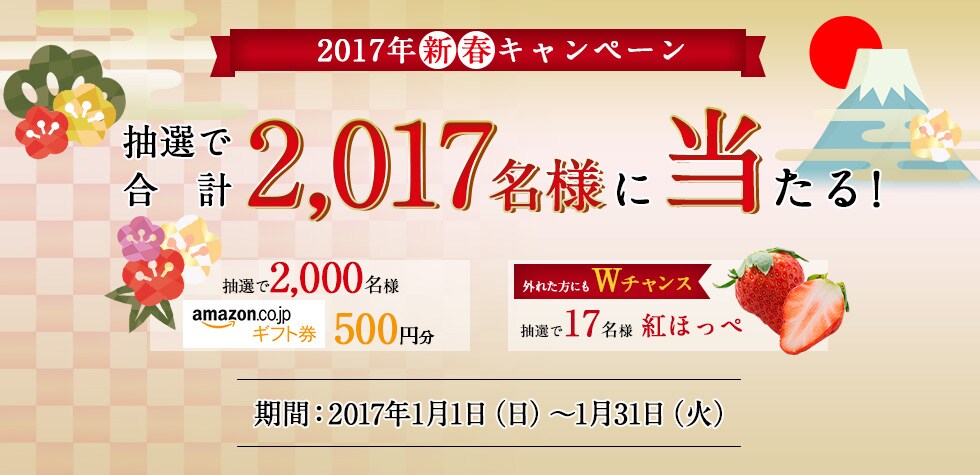 抽選で2,017名様に当たる！2017年新春キャンペーン