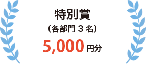 特別賞（各部門3名）5,000円分