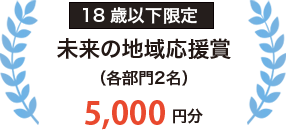 18歳以下限定　未来の地域応援賞（各部門2名）5,000円分