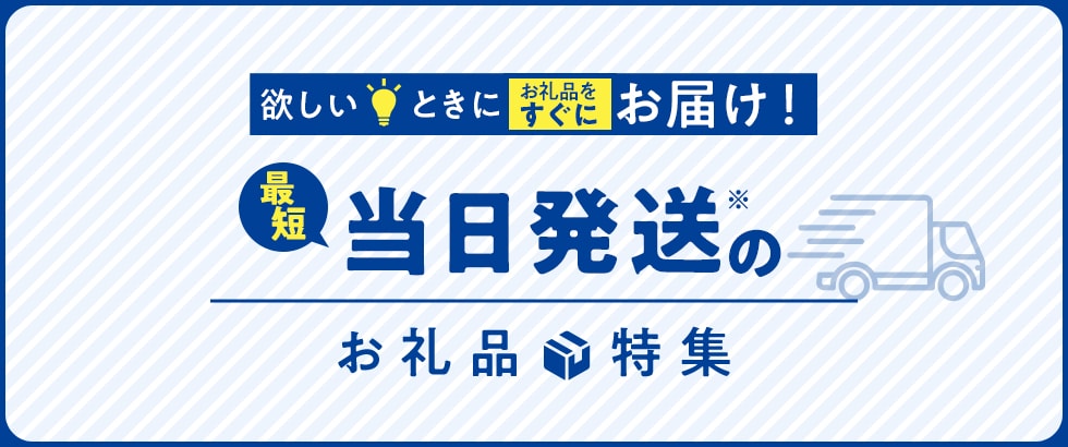 欲しいときにお礼品をすぐにお届け！最短当日発送のお礼品特集