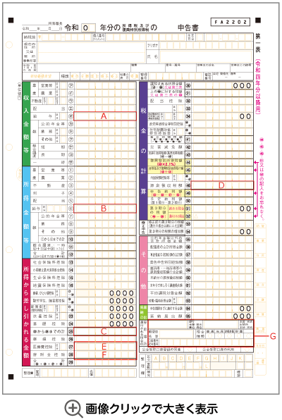 確定申告書記載イメージ1 画像クリックで大きく表示