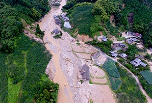 白木谷川が氾濫した白木地区