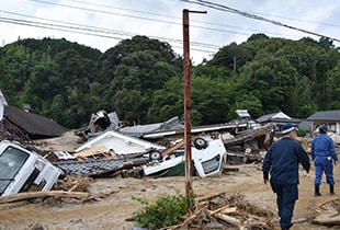 多くの住宅が倒壊した居住エリア