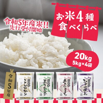 【令和5年産米 先行受付】〈2024年07月発送〉お米4種食べくらべ20kgセット 茨城県産