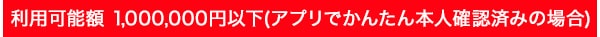 利用可能額 1,000,000円(アプリでかんたん本人確認済みの場合)