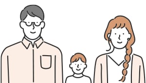 共働き3人家族のイラスト