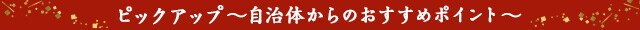 ピックアップ ~自治体からのおすすめポイント~