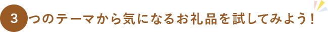 3つのテーマから気になるお礼品を試してみよう！