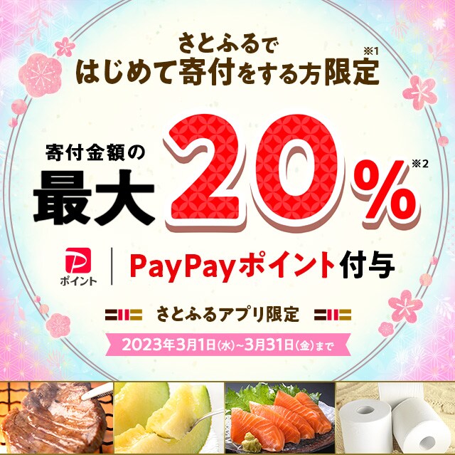 2023年3月 さとふるではじめて寄付をする方限定！寄付金額の最大