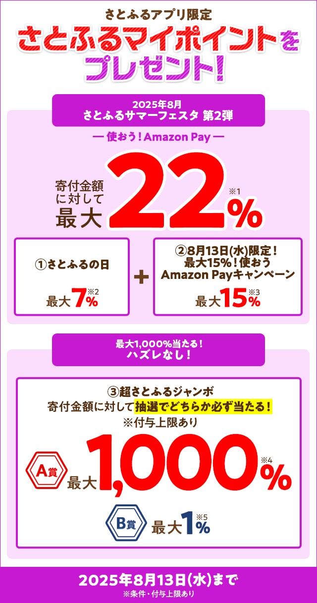 さとふるアプリ限定】さとふるマイポイントをプレゼント！（2025年8月