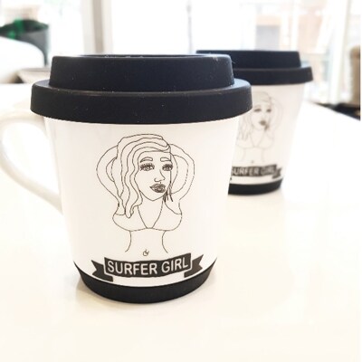 リッド&ソール付マグカップ　2個セット (SURFER GIRL)