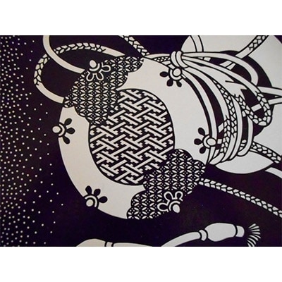伊勢型紙色紙額　『鼓』