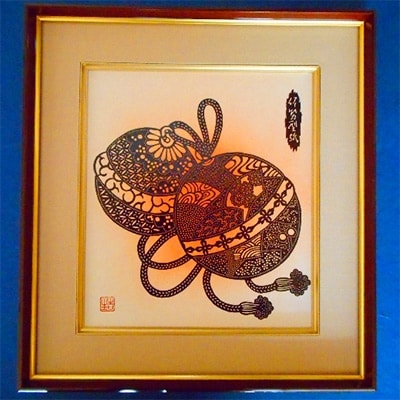伊勢型紙色紙額　『鈴』
