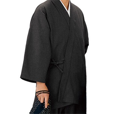 伝印　作務衣　(ドット柄　綿100%)焦茶Lサイズ