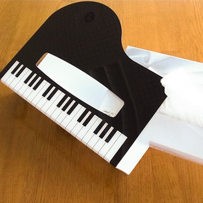 【音楽の都　浜松】　ピアノデザインのBOXティッシュカバー　2点セット