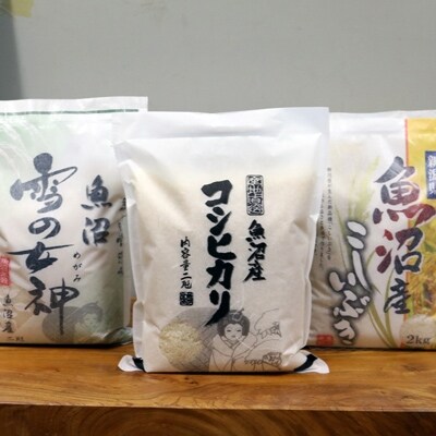 「2021年6月上旬発送」令和2年産《魚沼産米》こだわりの3品種食べ比べセット6k(2k×3品種)
