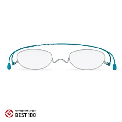 鯖江製・高級薄型めがね 度数:+2.50【ペーパーグラス】オーバル　青竹