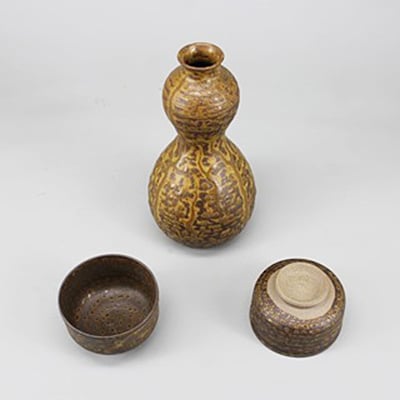 道化釉薬酒器セット(徳利・ぐい呑)