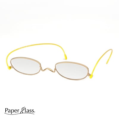 鯖江製・高級薄型めがね 度数:+1.50【ペーパーグラス】オーバル　山吹重