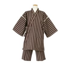 紳士用甚平(しじら織・縞柄) 茶 Mサイズ | ふるさと納税のお礼品