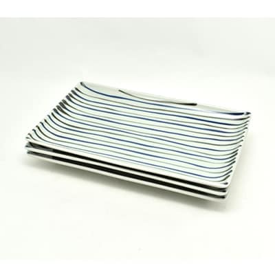 【波佐見焼】23×14cm皿3枚セット 二色十草(71623・3) OA58