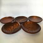 伝統的工芸品　南木曽ろくろ細工　欅　皿5枚セット　大