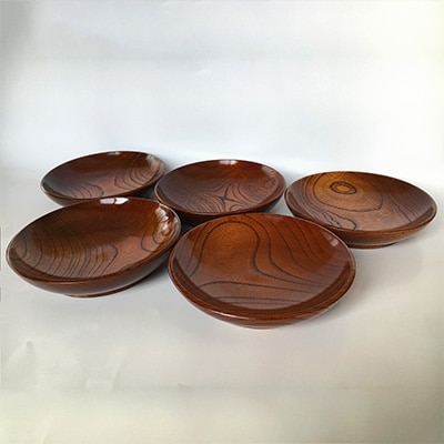 伝統的工芸品 南木曽ろくろ細工 欅 皿5枚セット 小